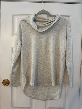Lou & Grey Light Gray Speckled Cowl Neck Sweater